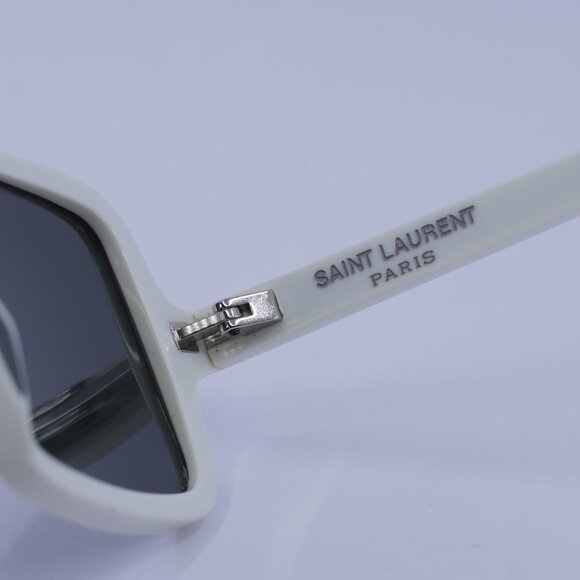 Saint Laurent SL332 003 Sunglasses Ivory Rectangle Frame, Grey Lenses - Picture 8 of 10